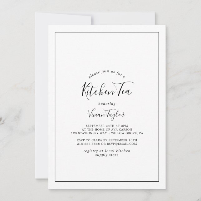 Convite Chá de cozinha minimalista (Frente)