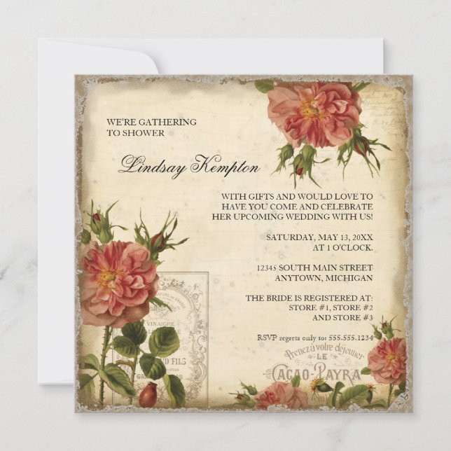 Convite Chá de creme preto dos casais da torre Eiffel do (Frente)