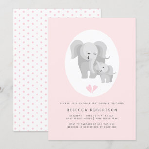 Convite chá de elefante Cinza-mãe e bebê-bebê