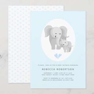 Convite chá de elefante para Cinzas, mãe e bebê