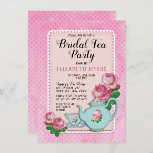 Convite Chá de Festa de Chá Bridal, Estilo de Algodão Rosa