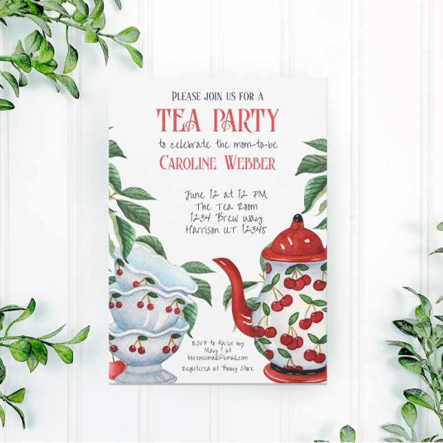 Convite Chá de festas de Cherry Tea (Criador carregado)