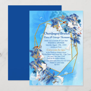 Convite Chá de flores de Casal de Lua com Aquarela Ilustr