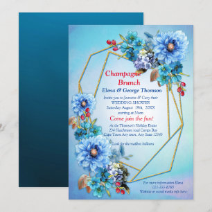 Convite Chá de flores de Casal de Lua com Aquarela Ilustr