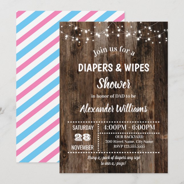 Convite Chá de Fralda Rústica (Frente/Verso)