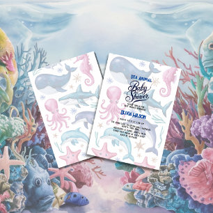 Convite Chá de fraldas7 moderno elegante de aquarela