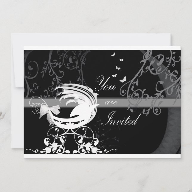 Convite chá de fraldas 1b preto e branco (Frente)