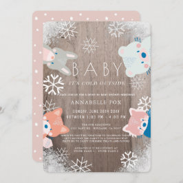 Convite Chá de fraldas-a- de Animais da Floresta de invern