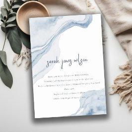 Convite Chá de fraldas Abstrato azul Elegante da praia cos