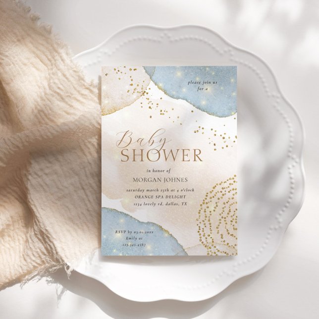 Convite Chá de fraldas Abstrato de de brilho mágico (Criador carregado)