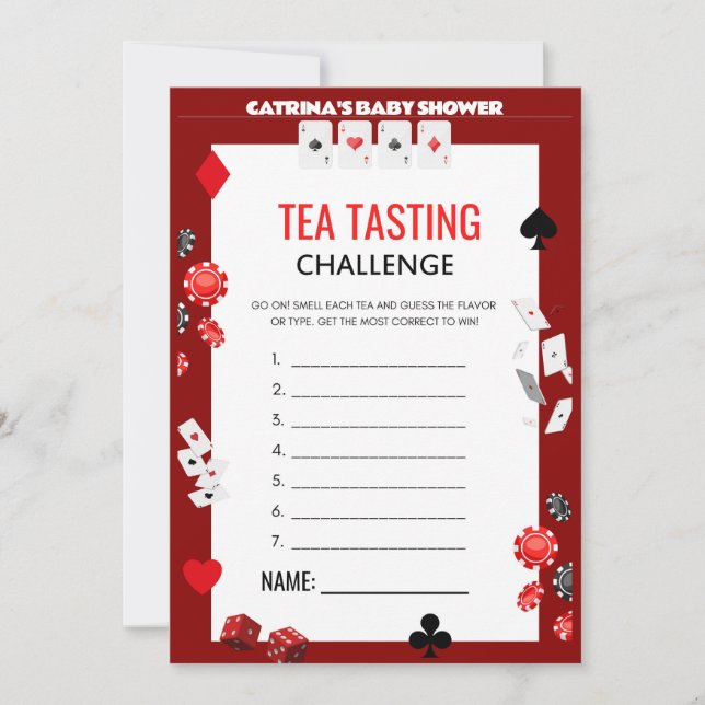 Convite Chá de fraldas Ace Casino - Nome Editável, 5x7 (Frente)