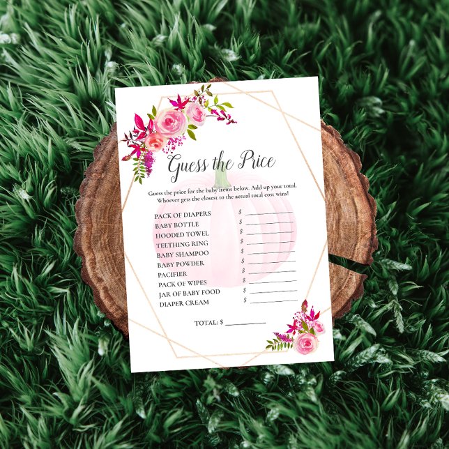 Convite Chá de fraldas adivinha o jogo de preços da abóbor (Criador carregado)