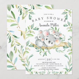 Convite Chá de fraldas Adorable Koala BearTwins