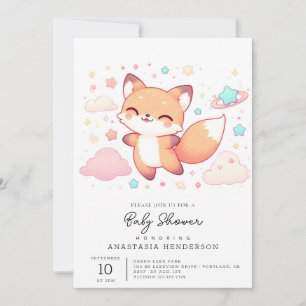 Convite Chá de fraldas Adorável de Fox Woodland