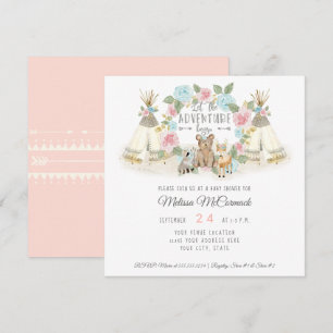 Convite Chá de fraldas Adventure Iniciar Urso de Teepsia