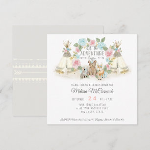 Convite Chá de fraldas Adventure Inicie Cinza De Veados D