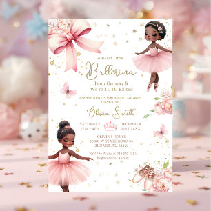 Convite Chá de fraldas Afro-Americano Ballerina Tu