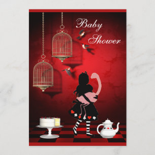 Convite Chá de fraldas Alice & Flamingo Birds & Cages