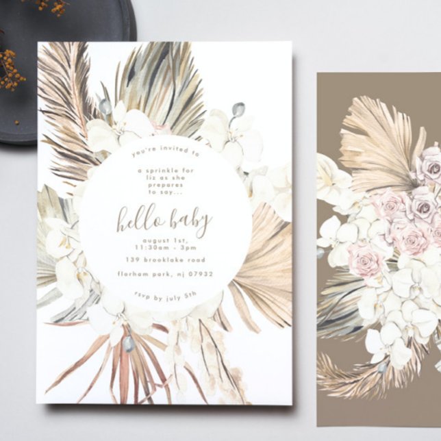 Convite Chá de fraldas Alô Pampas Boho Beach (Criador carregado)