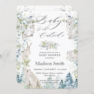 Convite Chá de fraldas alpino de inverno para animais do Á