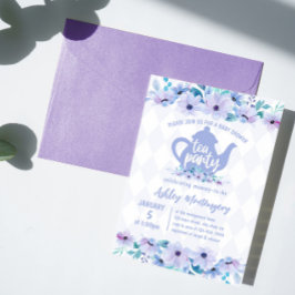Convite Chá de fraldas Alto Chá Roxo e Azul