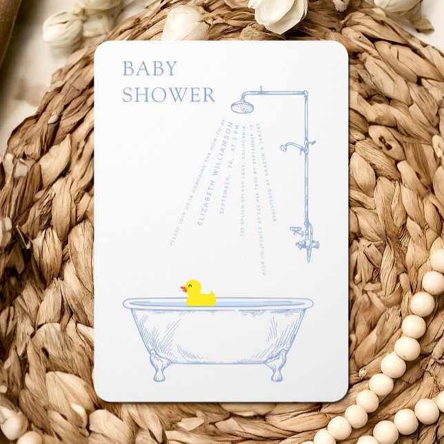 Convite Chá de fraldas Amarelo de Tubo Banheira Azul (Criador carregado)
