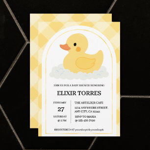 Convite Chá de fraldas Amarelo Moderno de Borracha Ducky