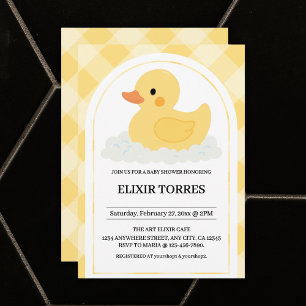 Convite Chá de fraldas Amarelo Moderno de Borracha Ducky