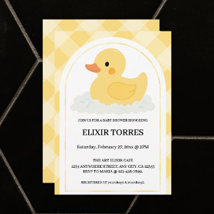 Convite Chá de fraldas Amarelo Moderno de Borracha Ducky