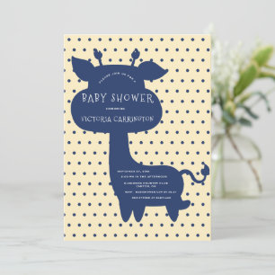 Convite Chá de fraldas Amarelo Polkadot Giraffe Azul Bonit