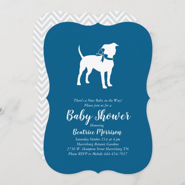 Convite Chá de fraldas Americano de Staffordshire Terrier  (Frente/Verso)