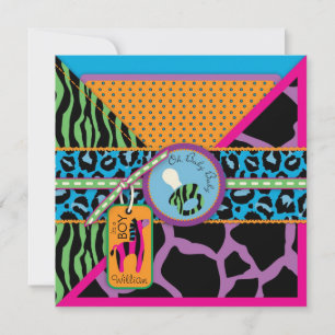 Convite Chá de fraldas animal do impressão da zebra & do