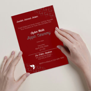 Convite CHÁ DE FRALDAS Aqiqah, Retro Vermelho Brilhante