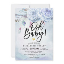 Chá de fraldas Aquarela Flores e Penas Boêmicas