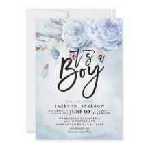 Chá de fraldas Aquarela Flores e Penas Boêmicas