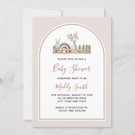 Convite Chá de fraldas Arch Boho Toys Terracotta