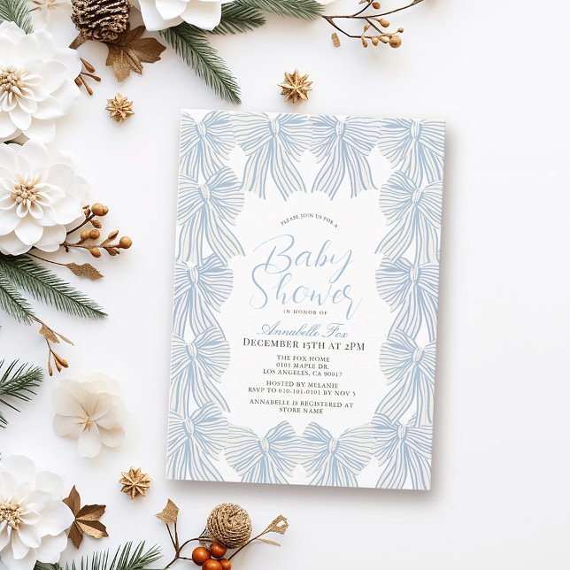 Convite Chá de fraldas Arco Azul/Coquetel de Fita (Criador carregado)