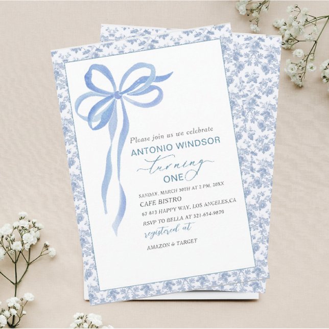 Convite Chá de fraldas Arco Azul Elegante (Criador carregado)