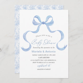 Convite Chá de fraldas Arco Azul Elegante