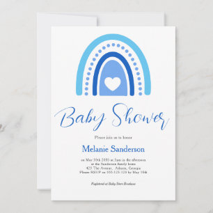 Convite Chá de fraldas Arco-Íris Azul