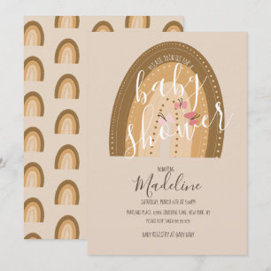 Convite Chá de fraldas Arco-Íris Borboletas Bohemian