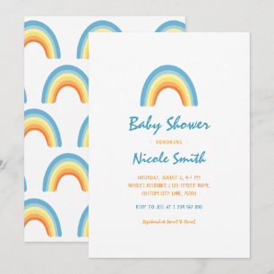 Convite Chá de fraldas Arco-Íris com Script Simples de Man