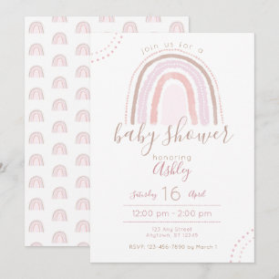 Convite Chá de fraldas Arco-Íris Moderno Boho Sprinkle