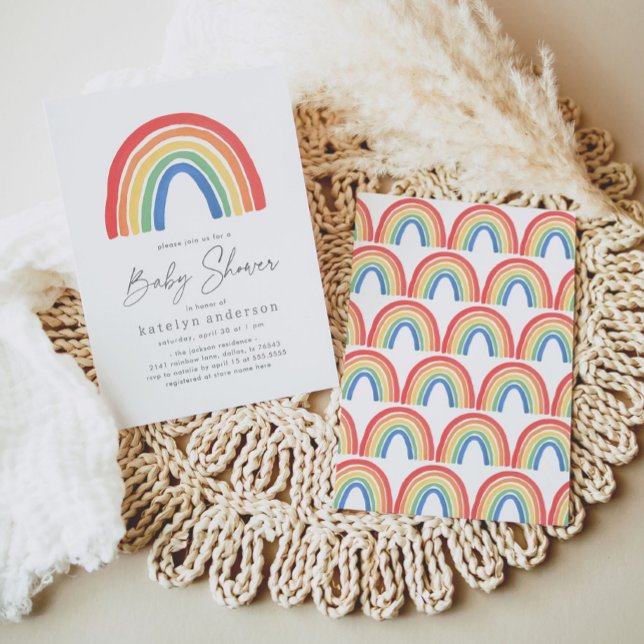 Convite Chá de fraldas Arco-Íris Neutro de Gênero (Criador carregado)