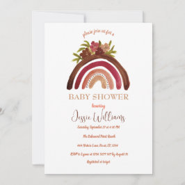 Convite Chá de fraldas Arco-Íris Orange Terracotta Boho