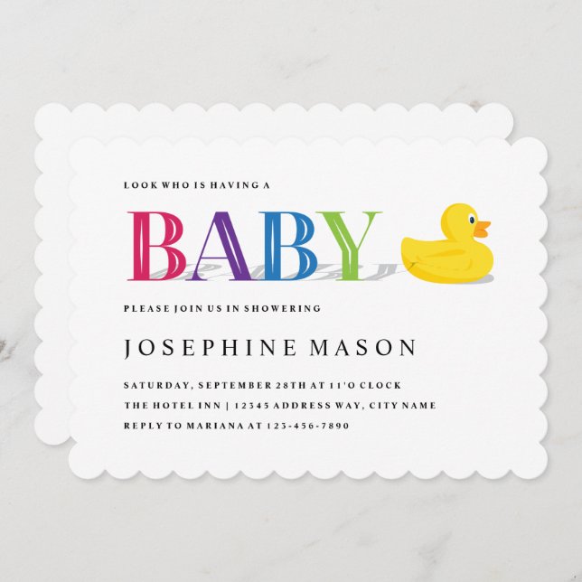 Convite Chá de fraldas Arco-Íris sofisticado de Borracha (Frente/Verso)