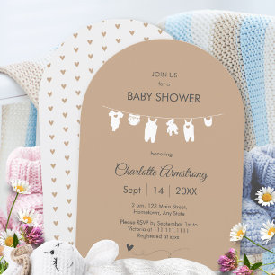 Convite Chá de fraldas Arranhado Minimalista de Sand Boho