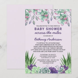 Convite Chá de fraldas através dos suculentos de quilha 