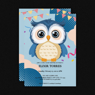 Convite Chá de fraldas Azul Adorável Woodland Baby Owen
