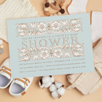 Chá de fraldas Azul Antiquado Ornamentos Florais